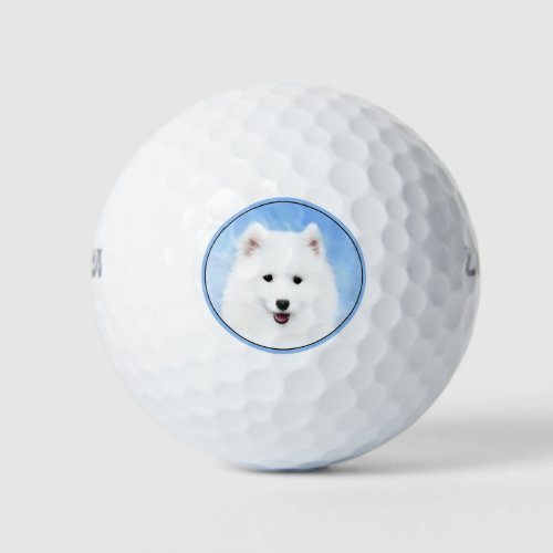Samoyed Puppy Painting _ Cute Original Dog Art Golf Balls
