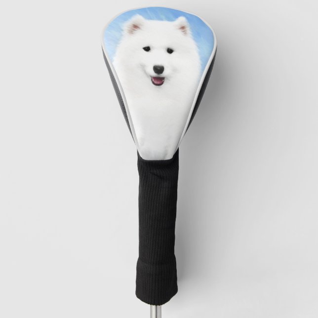 Samoyed Puppy Painting - Cute Original Dog Art Golf Head Cover (Front)