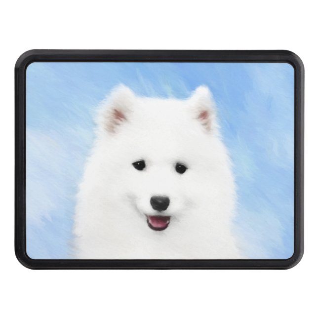 Samoyed Puppy Painting - Cute Original Dog Art Hitch Cover (Front)