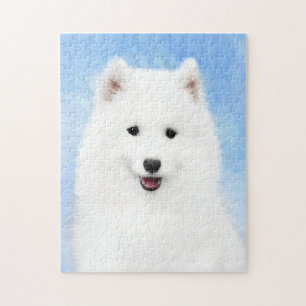 Samoyed Puppy Painting - Cute Original Dog Art Jigsaw Puzzle