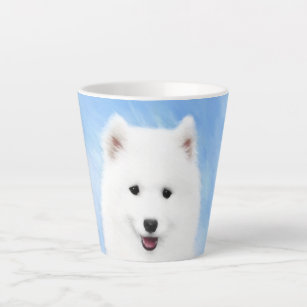 Samoyed Puppy Painting - Cute Original Dog Art Latte Mug