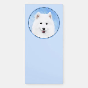 Samoyed Puppy Painting - Cute Original Dog Art Magnetic Notepad