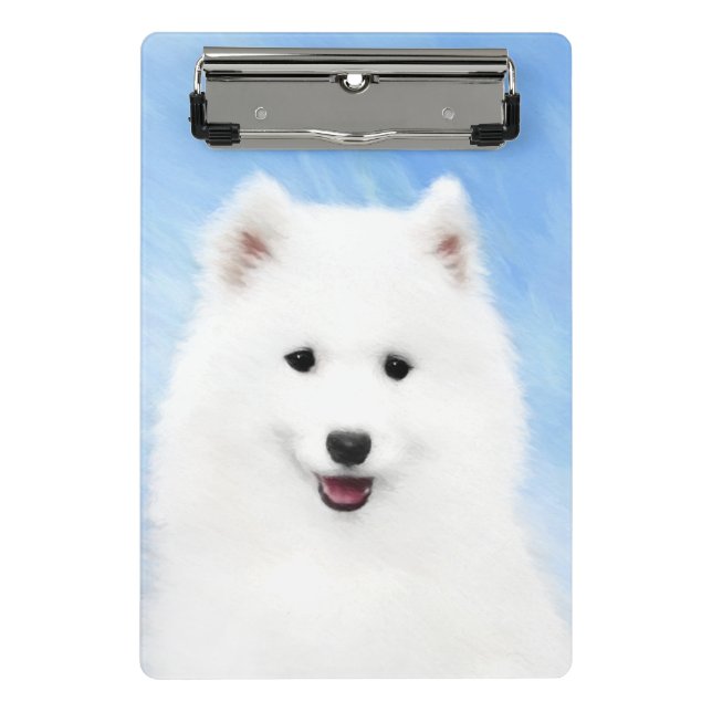 Samoyed Puppy Painting - Cute Original Dog Art Mini Clipboard (Front)
