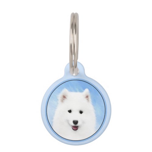 Samoyed Puppy Painting _ Cute Original Dog Art Pet ID Tag