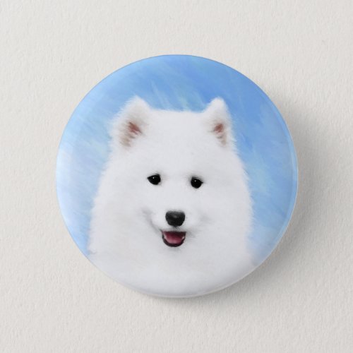 Samoyed Puppy Painting _ Cute Original Dog Art Pinback Button