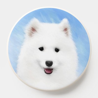 Samoyed Puppy Painting - Cute Original Dog Art PopSocket