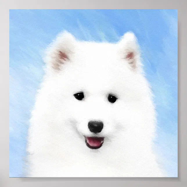 Samoyed Puppy Painting - Cute Original Dog Art Poster | Zazzle