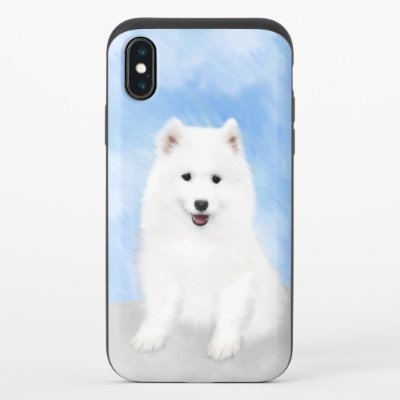 Samoyed Puppy Painting - Cute Original Dog Art iPhone X Slider Case