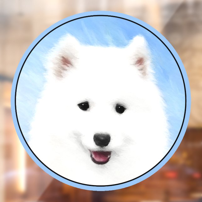 Samoyed Puppy Painting - Cute Original Dog Art Window Cling (Sheet 2)