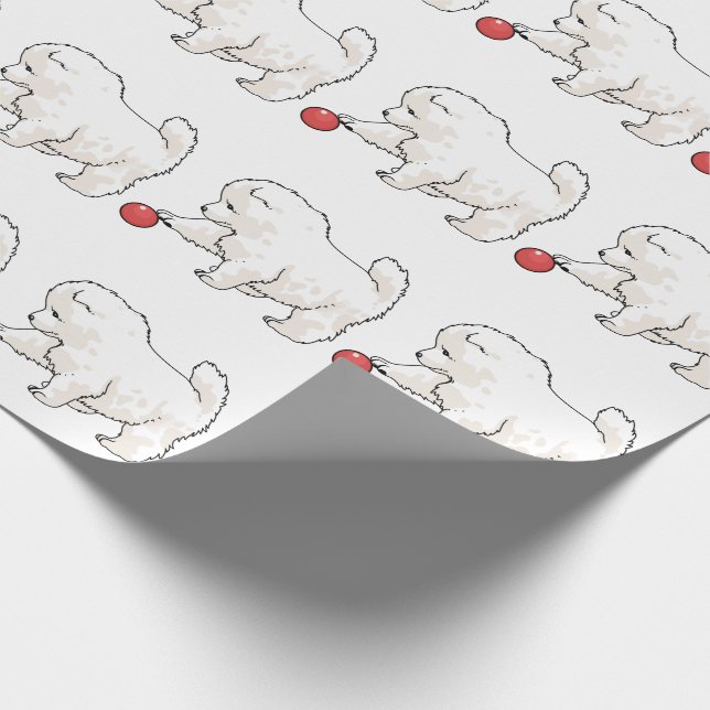 Samoyed Puppy Wrapping Paper (Corner)