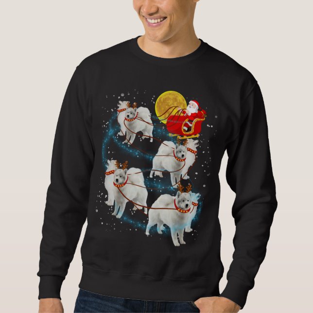 Samoyed Reindeer Christmas Lights Pajama Sweatshirt (Front)