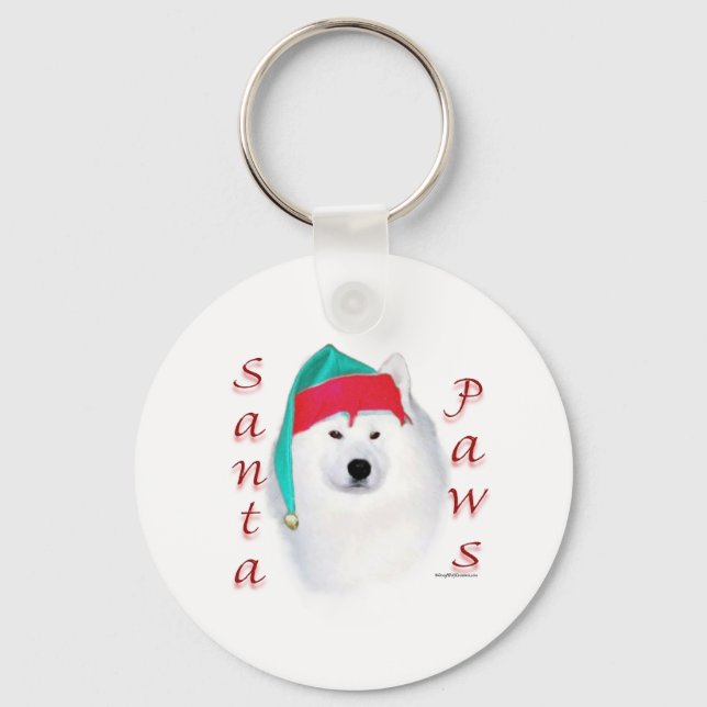 Samoyed Santa Paws Keychain (Front)