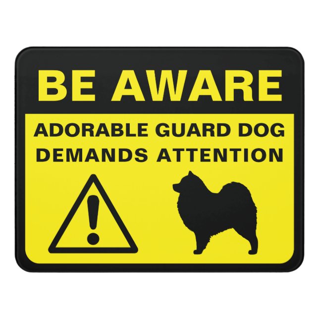 Samoyed Silhouette Funny Guard Dog Sign (Contemporary Front)