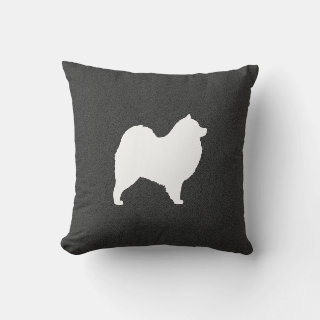 Samoyed Silhouette Throw Pillow (Front)