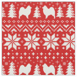 Samoyed Silhouettes Christmas Holiday Patterned Fabric
