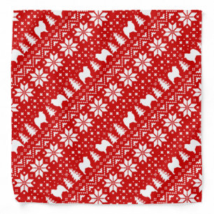 Samoyed Silhouettes Christmas Pattern Red Bandana