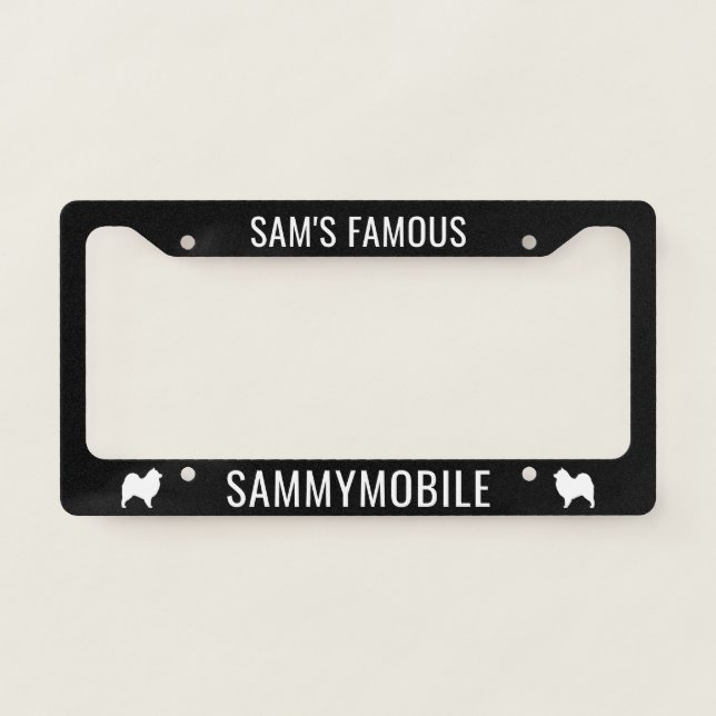 Samoyed Silhouettes Sammymobile Custom License Plate Frame (Front)