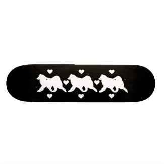 Samoyed Skateboard; 3 Silhouettes Sams & Hearts Skateboard