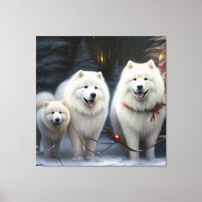 Samoyed Snowy Sleigh Christmas Decor (Front)