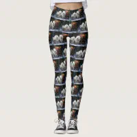 Samoyed Snowy Sleigh Christmas Decor Leggings