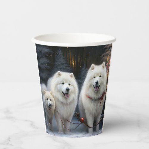 Samoyed Snowy Sleigh Christmas Decor Paper Cups