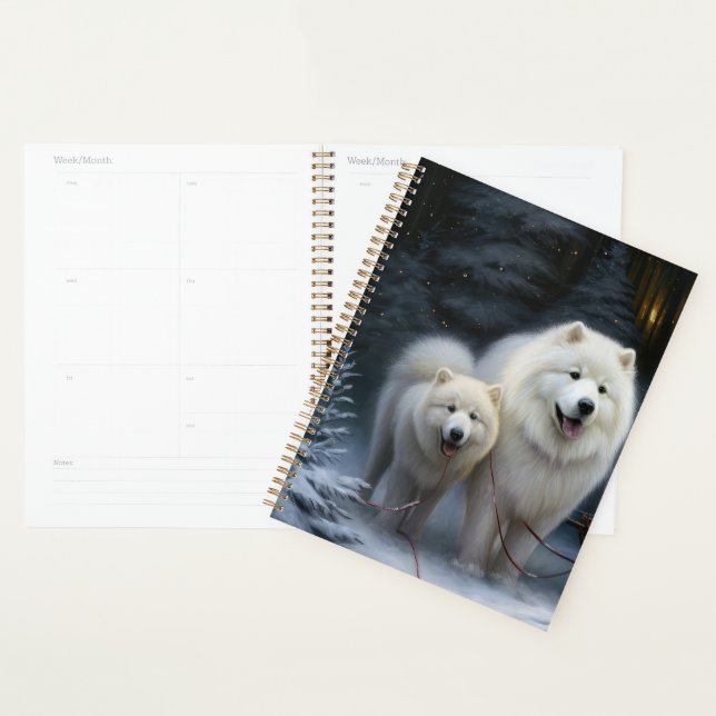 Samoyed Snowy Sleigh Christmas Decor Planner (Display)