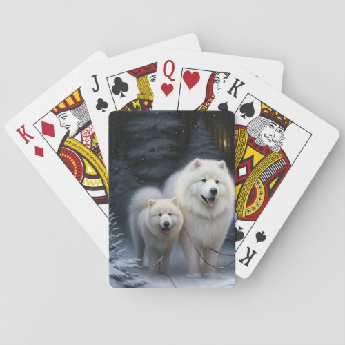 Samoyed Snowy Sleigh Christmas Decor Poker Cards