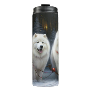 Samoyed Snowy Sleigh Christmas Decor Thermal Tumbler