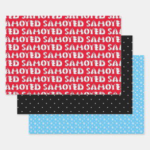 Samoyed Spelled in Samoyed Dogs Letters Funny Wrapping Paper Sheets