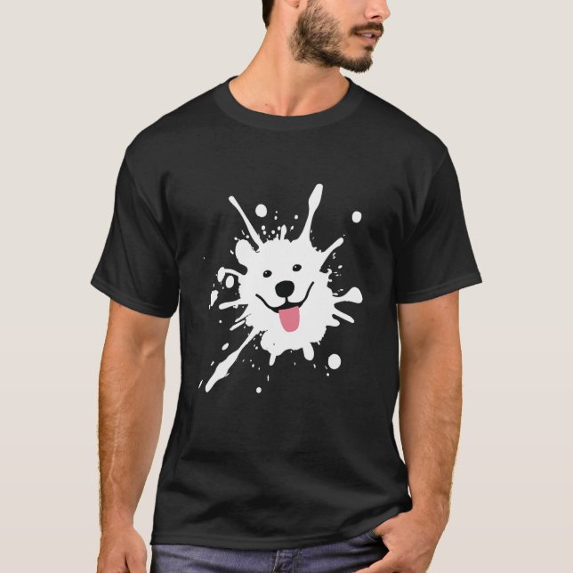 Samoyed Splatter Happy Puppy Dog Face T-Shirt (Front)