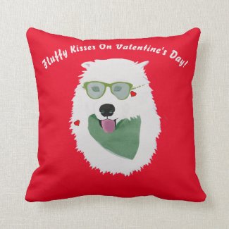 Samoyed Valentine's Day--Red! Throw Pillow
