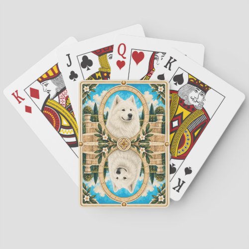 Samoyed, Vintage Watercolor Dog Art Poker Cards