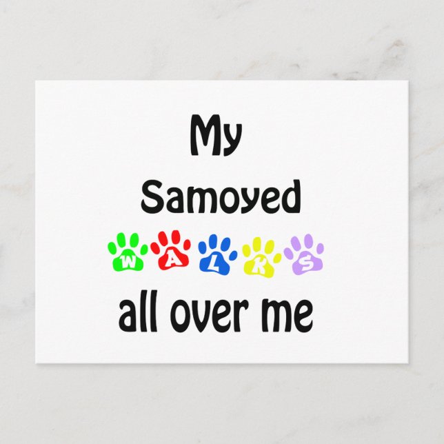 Samoyed Walks Design Postcard (Front)