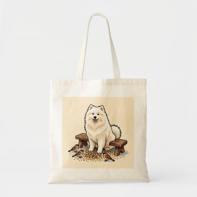 Samoyed Winter Bird Feeding Tote Bag
