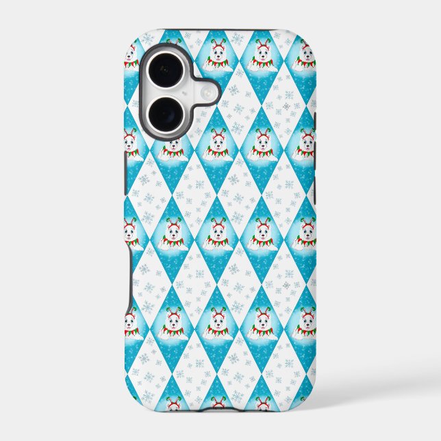 Samoyed Winter Holiday Diamond Pattern Iphone Case (Back)
