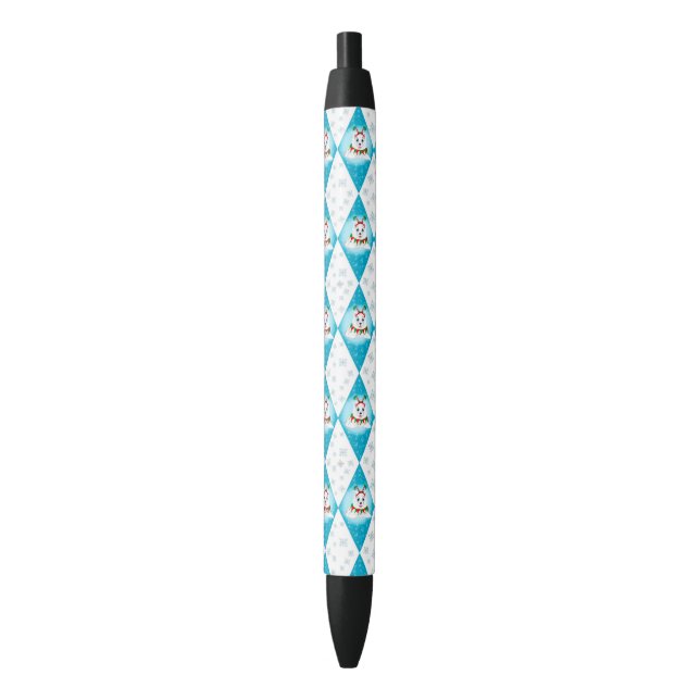 Samoyed Winter Holiday Diamond Pattern Pen (Front Vertical)
