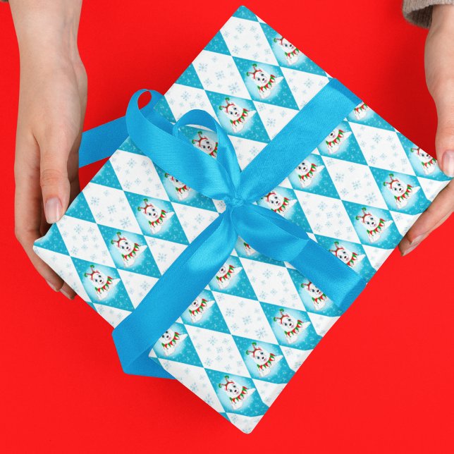 Samoyed Winter Holiday Diamond Pattern  Wrapping Paper Sheets (Samoyed's snowy dance, diamond patterns, winter's gift, warmth on paper.)