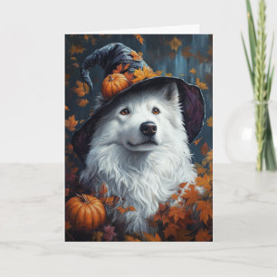 Samoyed Witch Halloween Holiday Card