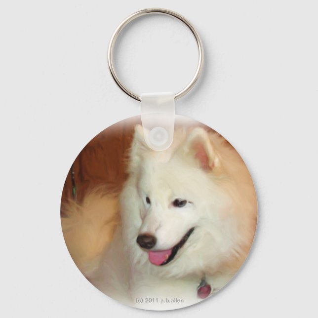 Samoyed, with Digital Oil Painting Effects, key Keychain (Front)