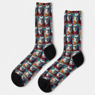Samoyed with Heart Roses Valentine's Day Socks