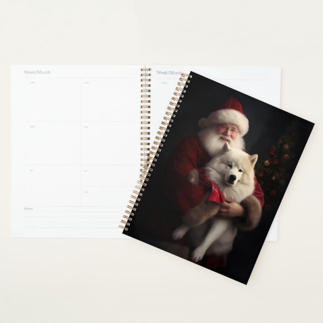 Samoyed With Santa Claus Festive Christmas Planner (Display)