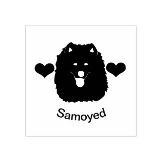 Samoyed Wood Art Stamp/ Opt. Handle & Inkpad Rubbe Rubber Stamp