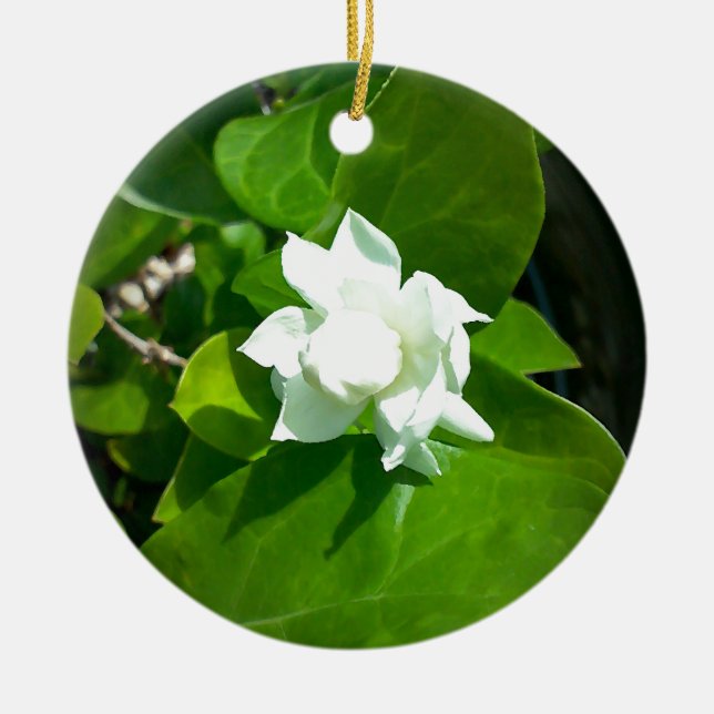 Sampaguita Jasmine flower Ceramic Ornament (Front)
