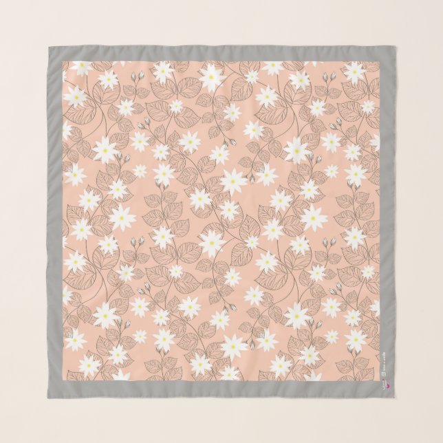 Sampaguita (Jasmine) Square Chiffon Scarf (Front)