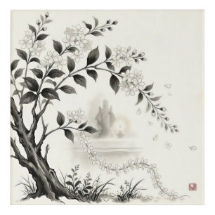 Sampaguita — Philippine National  Flower Sumi-e Acrylic Print