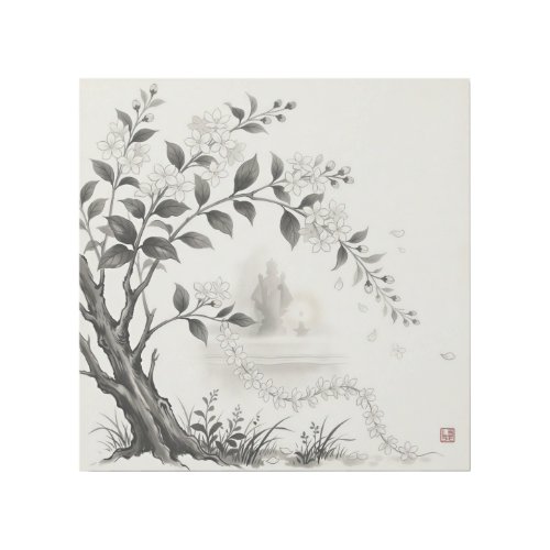 Sampaguita — Philippine National  Flower Sumi-e Gallery Wrap