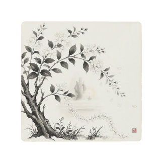 Sampaguita — Philippine National Flower Sumi-e Metal Print