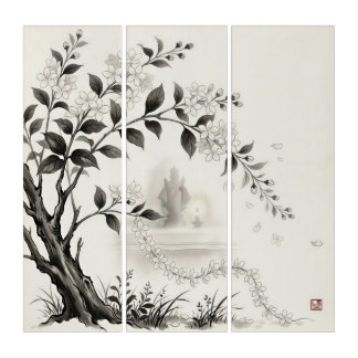 Sampaguita — Philippine National Flower Sumi-e Triptych