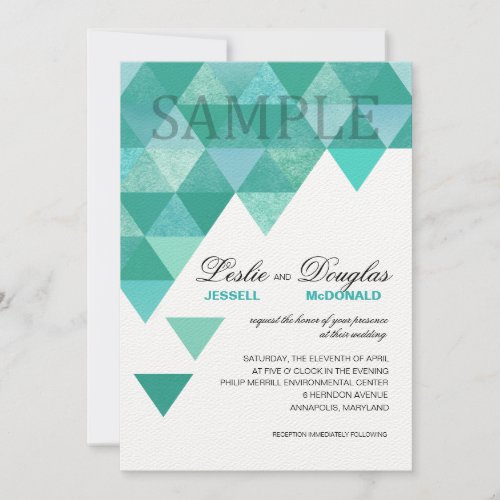 SAMPLE artisan felt white Geometric Triangles Invitation