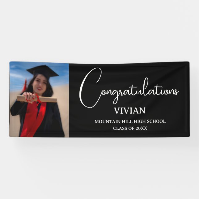 Sample Black Graduate Congratulations Banner (Horizontal)